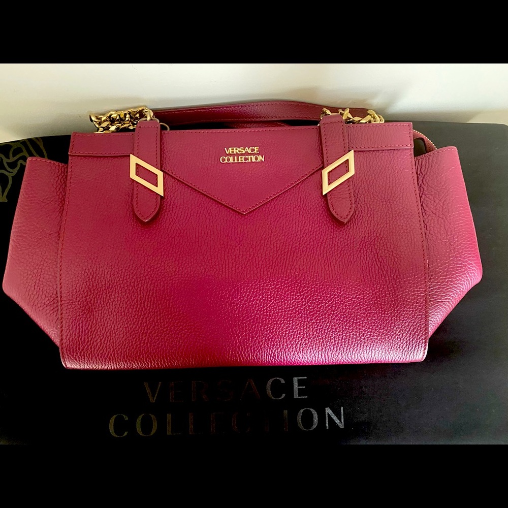Wine Versace Collection Medium Shoulder Bag